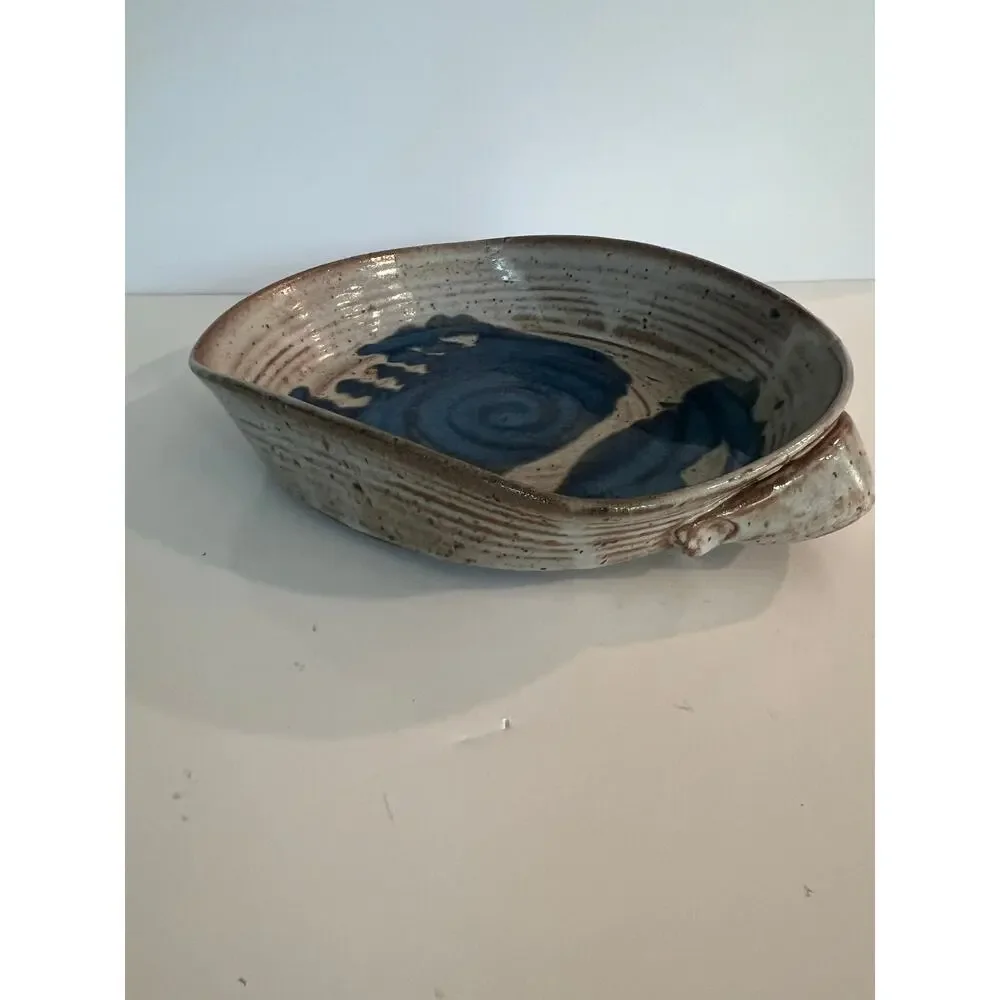 Rare Richard Sanderson Toad Hill Pottery NH Vegetable Serving Dish Blue JL
